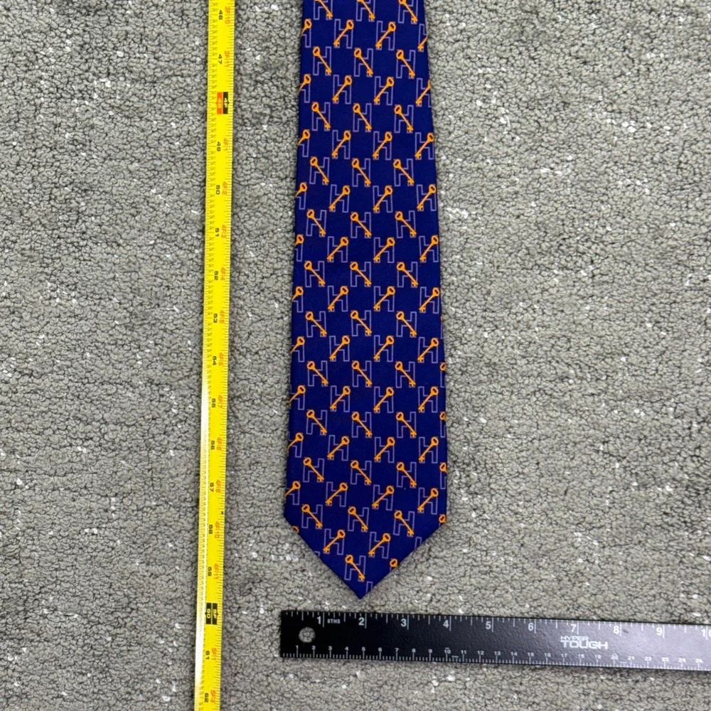 Alynn Necktie Mens OS Purple Gold Key Geometric Silk Business Preppy Novelty